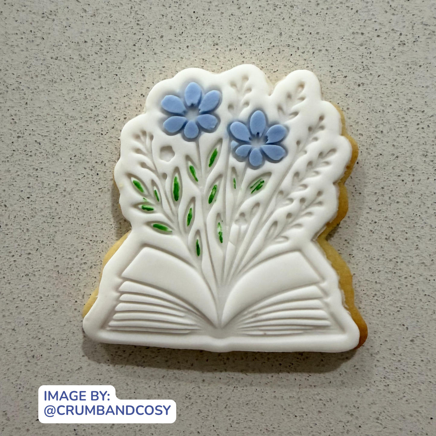Flowers in Open Book Cookie Stamp & Cutter