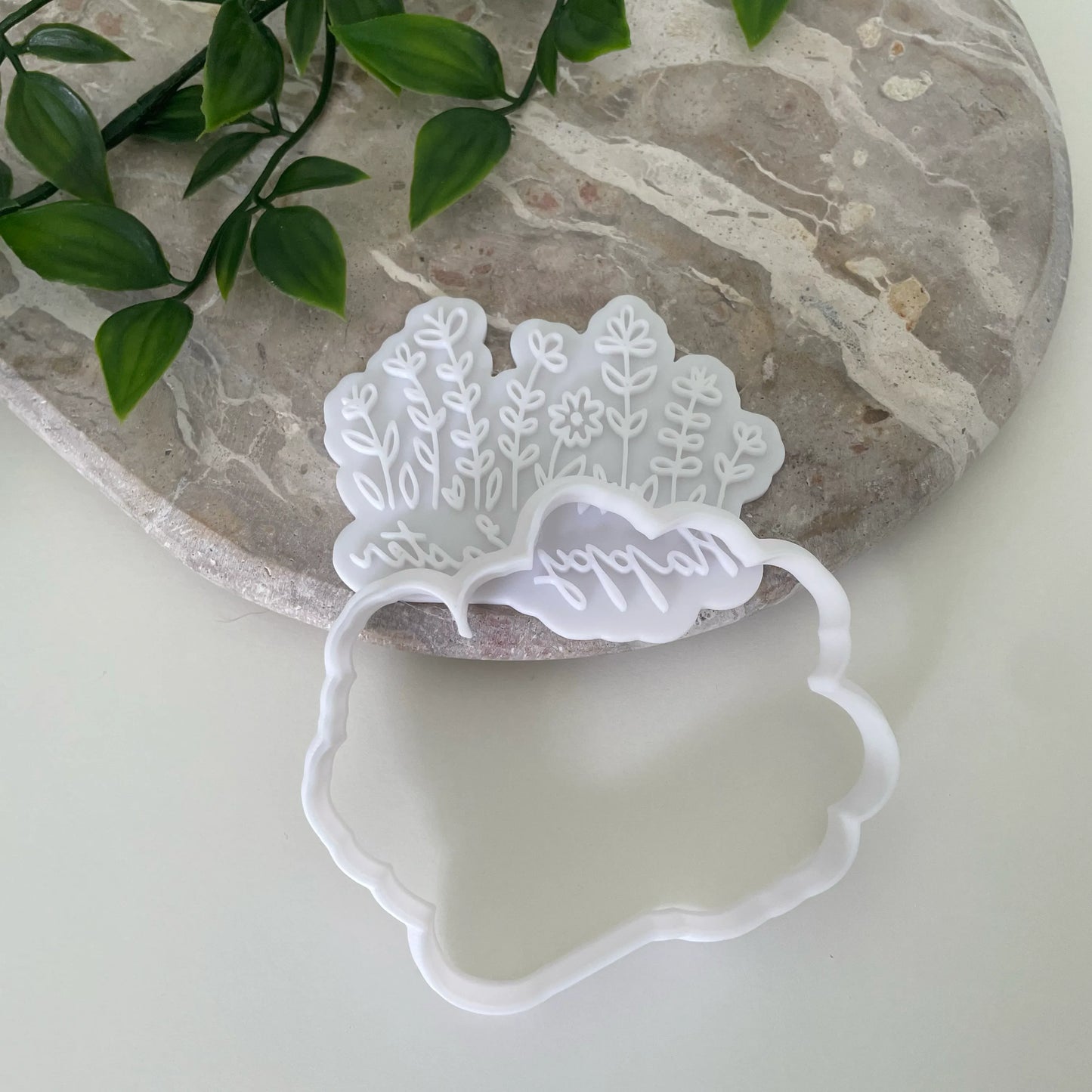 Happy Easter - Floral Garden Cookie Cookie Cutter & Fondant Embosser
