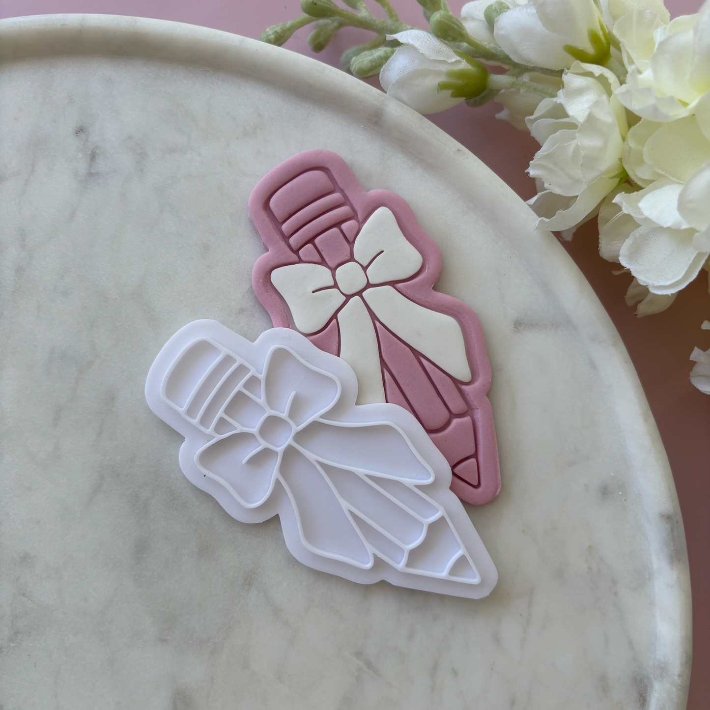 Pencil with Bow Cookie Cutter & Fondant Embosser