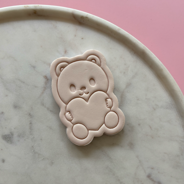 Bear Holding Heart Cookie Stamp & Cutter