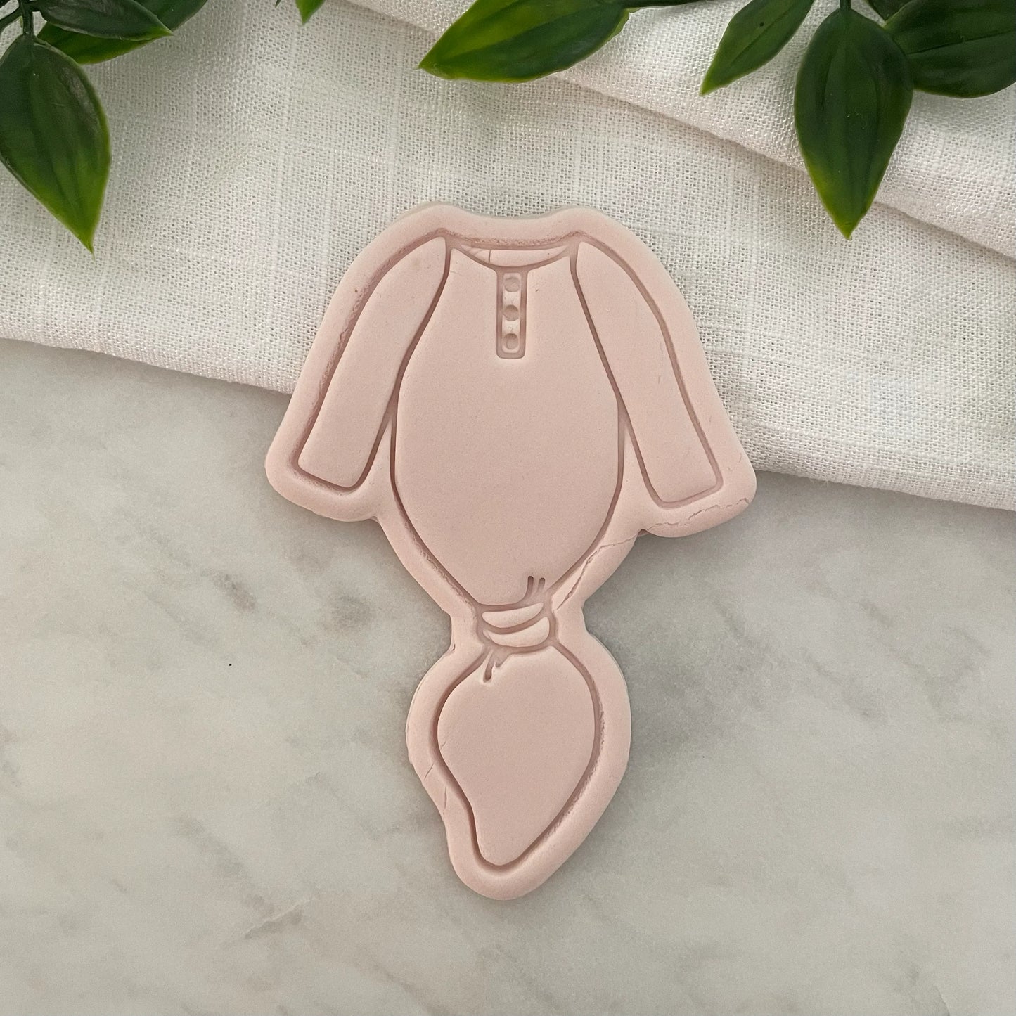 Baby onesie / sleeper with knot Cookie Cutter & Fondant Embosser