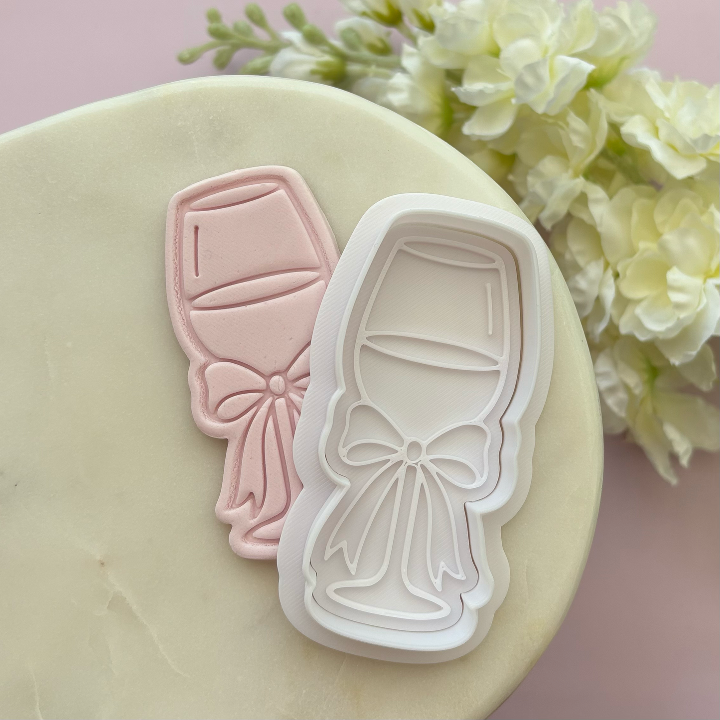 Wine Glass with Bow Cookie Stamp & Cutter