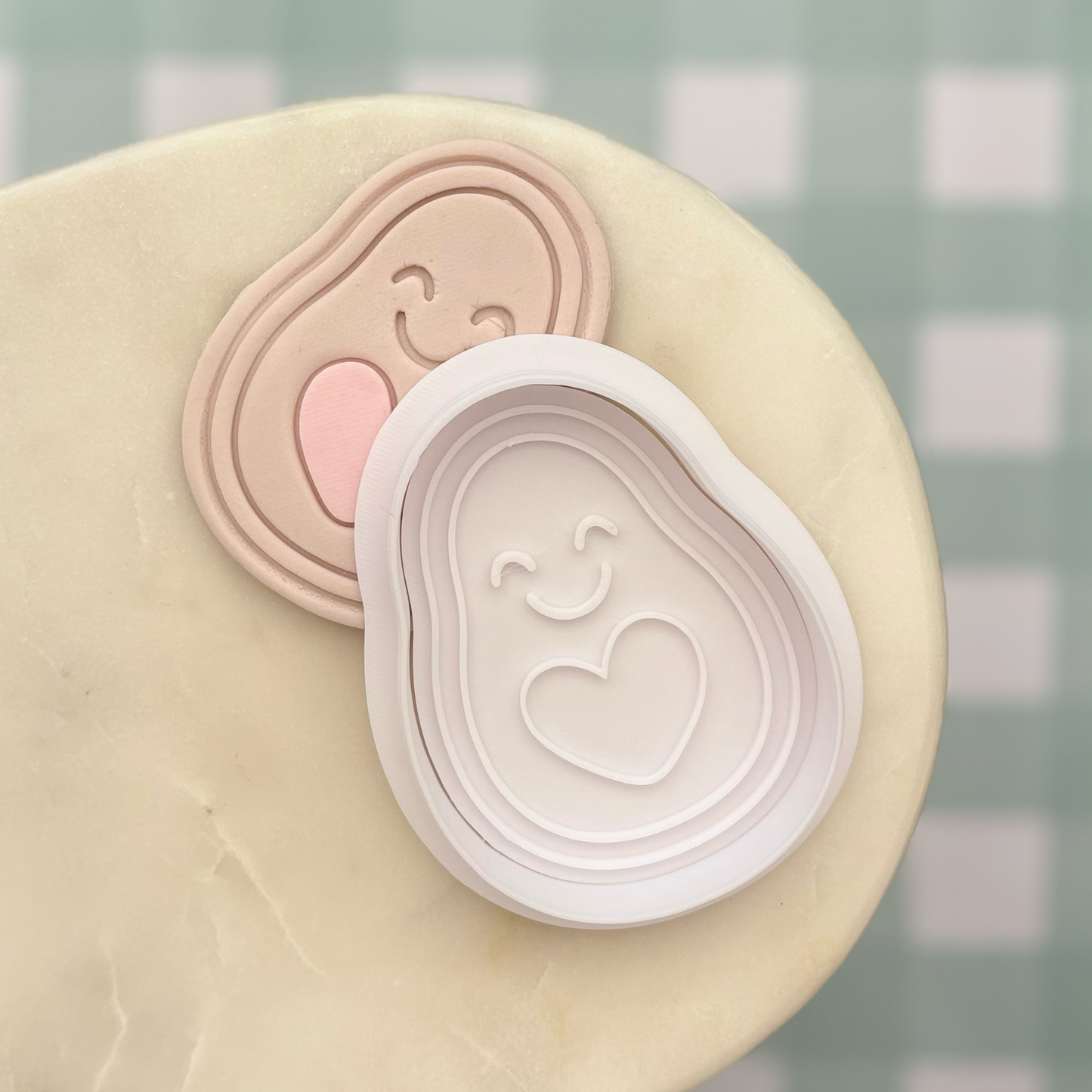 Avocado with heart Cookie Stamp & Cutter