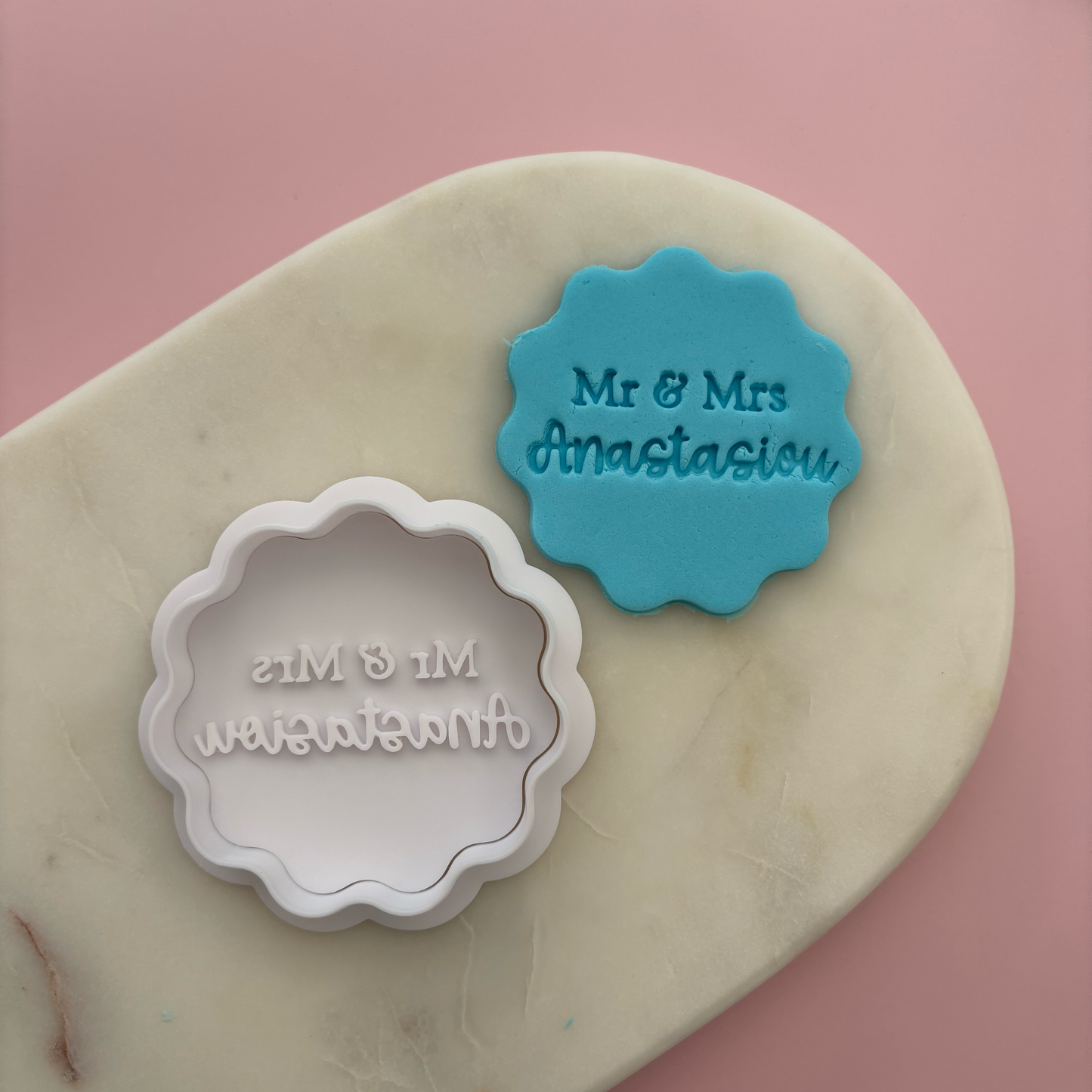 Custom Mr & Mrs wedding cookie stamp