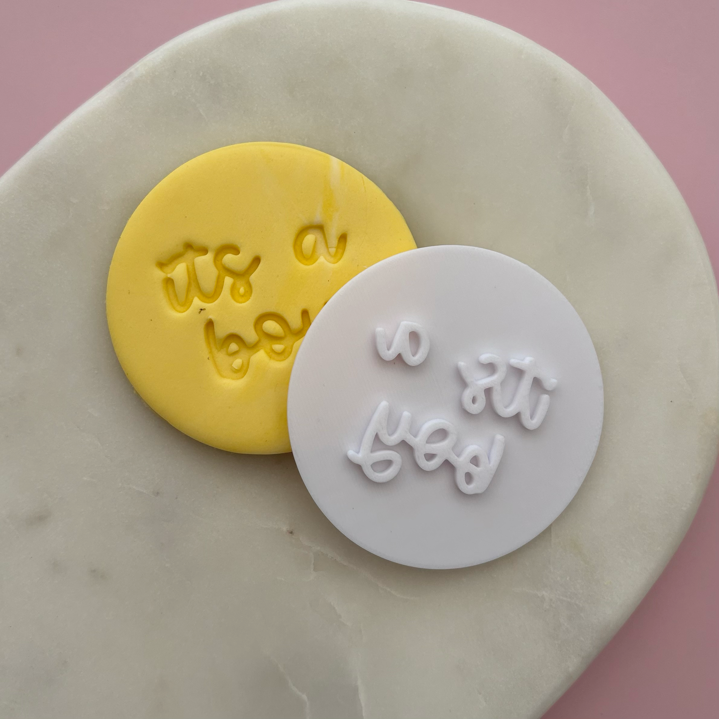 It's a Boy (cursive) Cookie Stamp