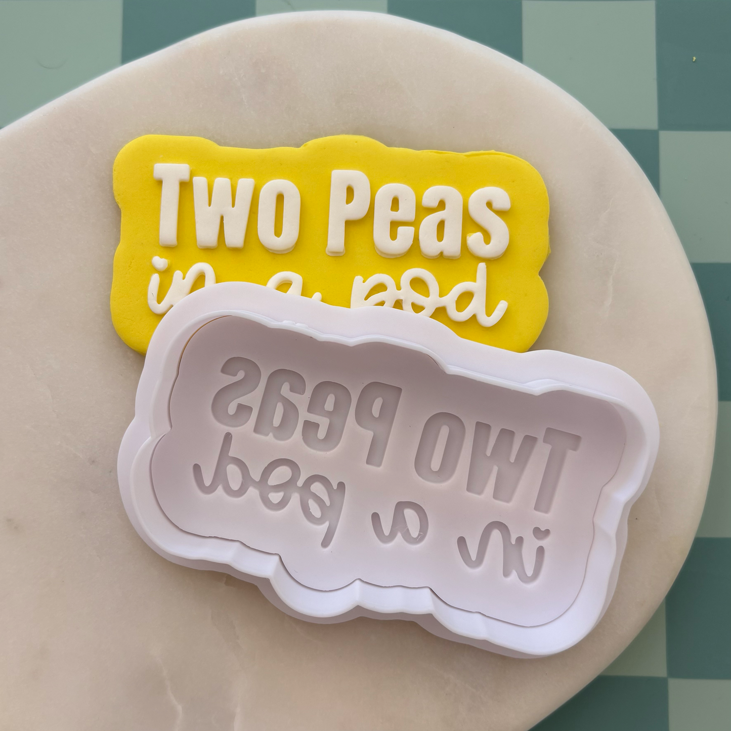 Two Peas in a Pod (word stamp) Cookie Debossor & Cutter