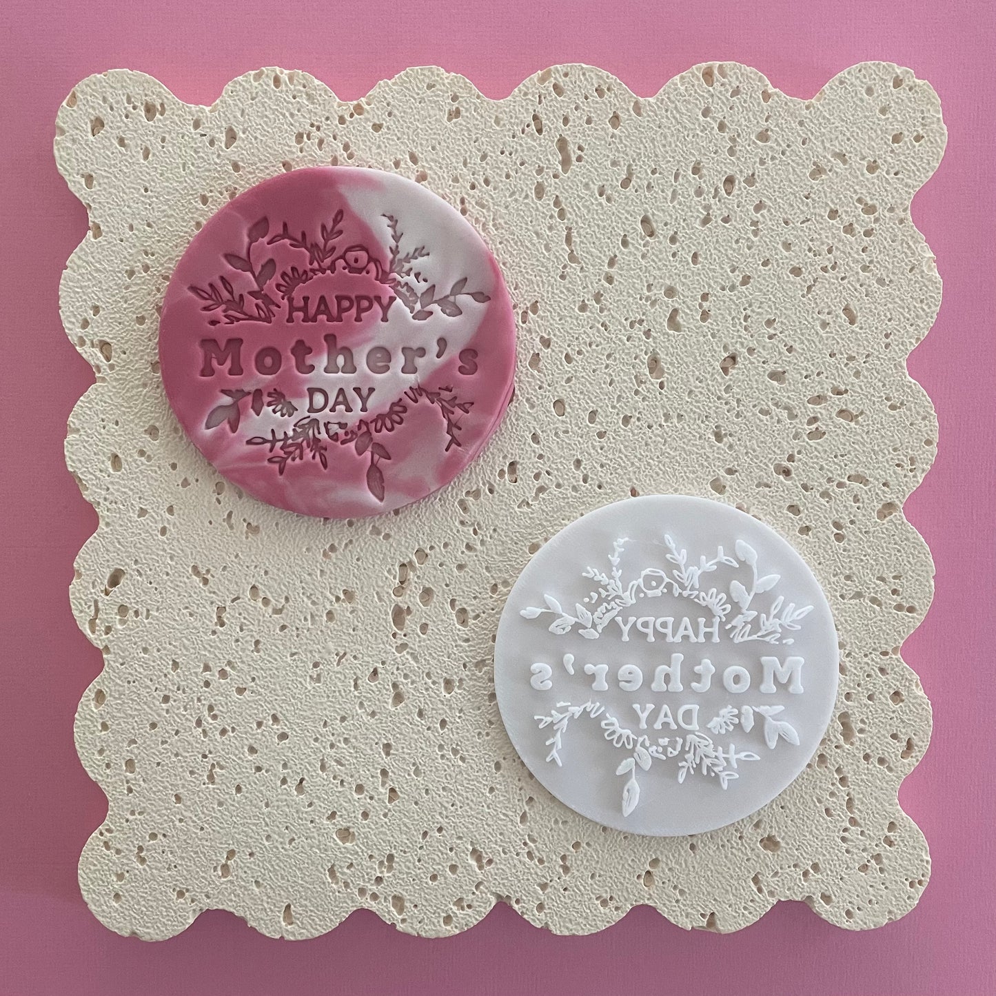 Happy Mothers Day Foliage Fondant Embosser