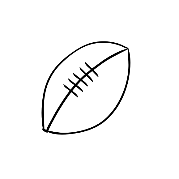Black outline of a football on a white background