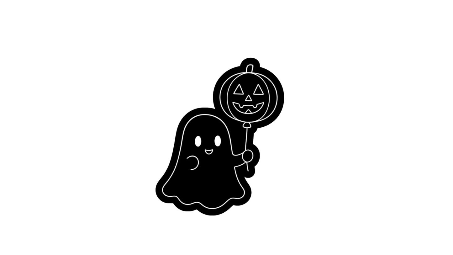 Ghost with balloon Cookie Stamp & Cutter