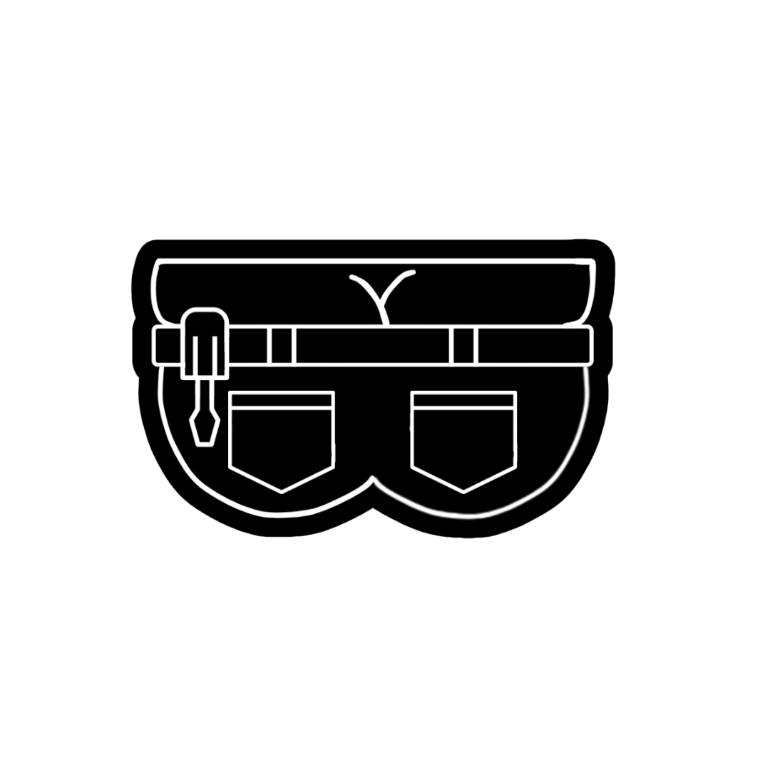 Black icon of a belt with a buckle on a white background