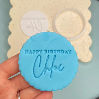 Custom Name Happy Birthday Cookie Cutter & Fondant Embosser
