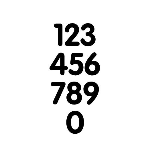 Black numbers on a white background