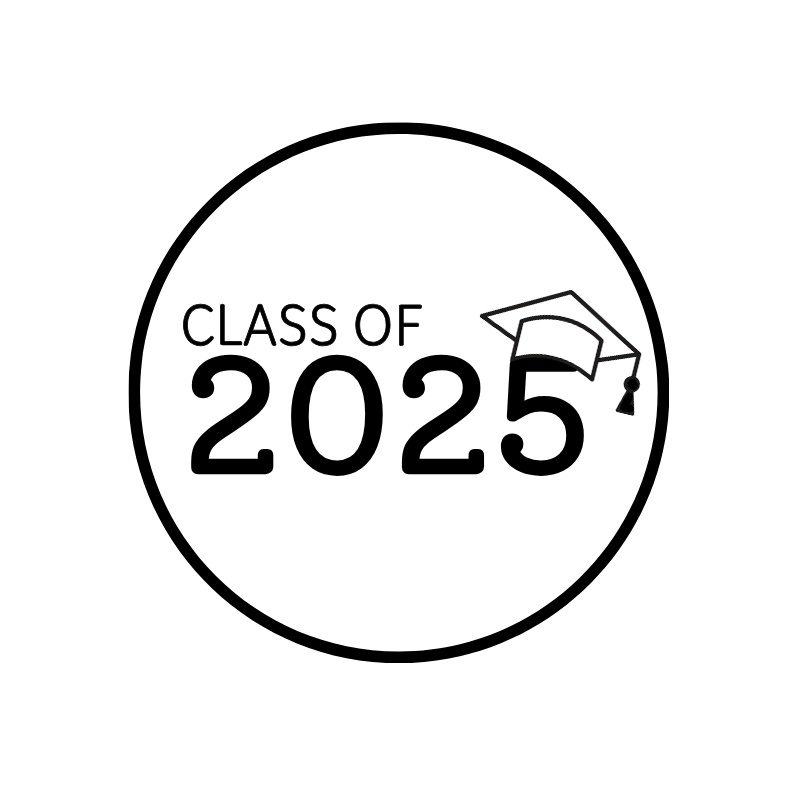 Circular logo with 'Class of 2025' text on a white background