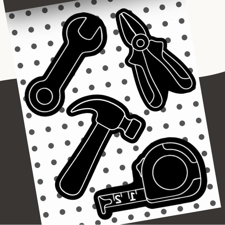 Father's Day card with tools on a polka dot background