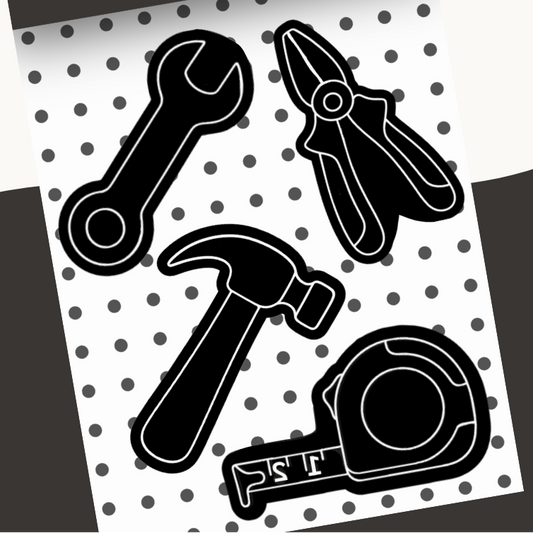 Father's Day card with tools on a polka dot background