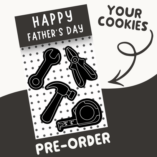 Promotional graphic for Father's Day with tools and 'Your Cookies' branding.