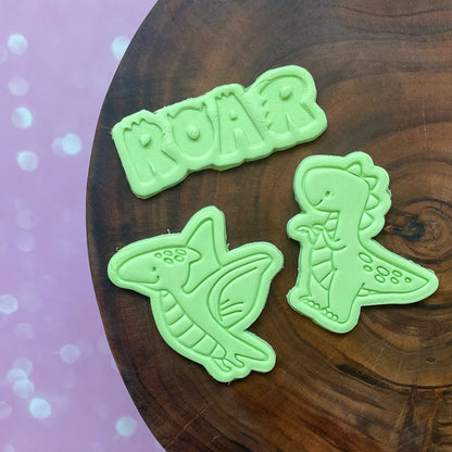 Roar Dinosaur SET Cookie Cutters & Fondant Embossers