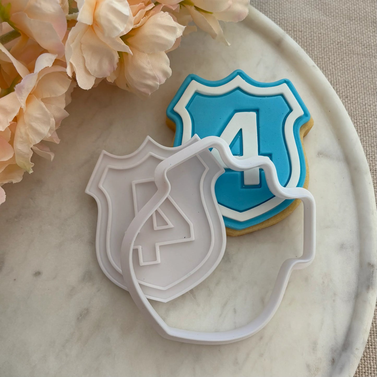 Police Shield Number Cookie Cutter & Fondant Embosser