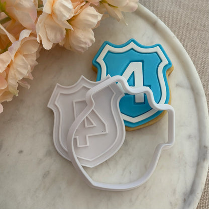 Police Shield Number Cookie Cutter & Fondant Embosser