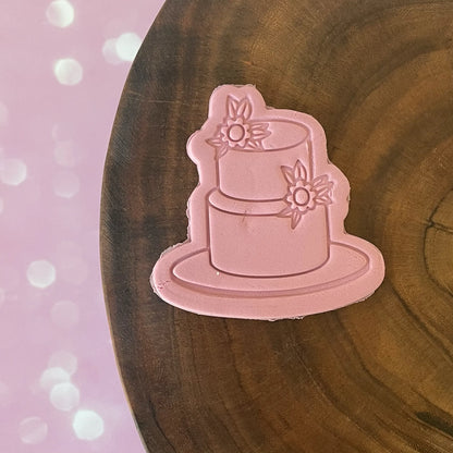 Wedding Cake with Flowers Cookie Cutter & Fondant Embosser