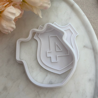 Police Shield Number Cookie Cutter & Fondant Embosser