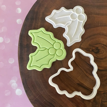 Christmas Holly Cookie Cutter & Fondant Embosser