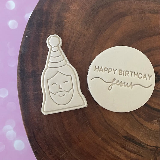 Happy Birthday Jesus Cookie Cutter & Fondant Embosser