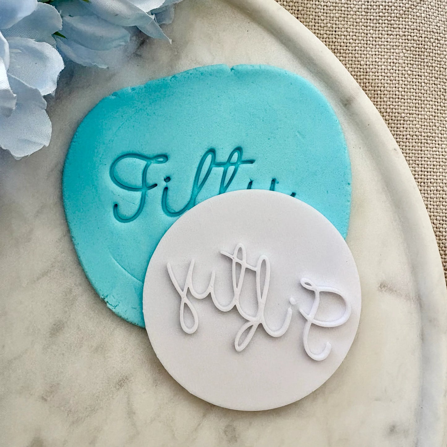 Cursive milestone birthday Fondant Embosser