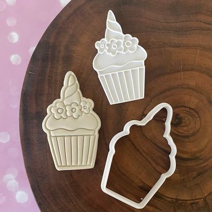 Unicorn Cupcake Cookie Cutter & Fondant Embosser