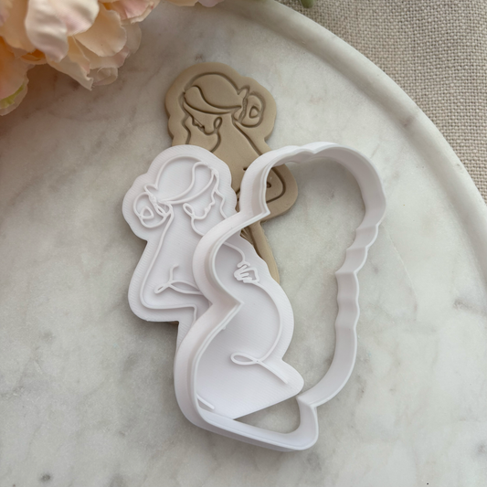 Pregnant side profile Cookie Cutter & Fondant Embosser