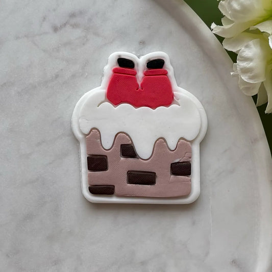 Santa in Chimney Blank Cookie Cutter & Fondant Embosser