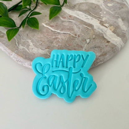 Happy Easter - Cursive font Cookie Cutter & Fondant Embosser
