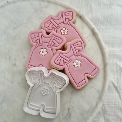 Baby Girl Overalls / Onesie Cookie Cutter & Fondant Embosser