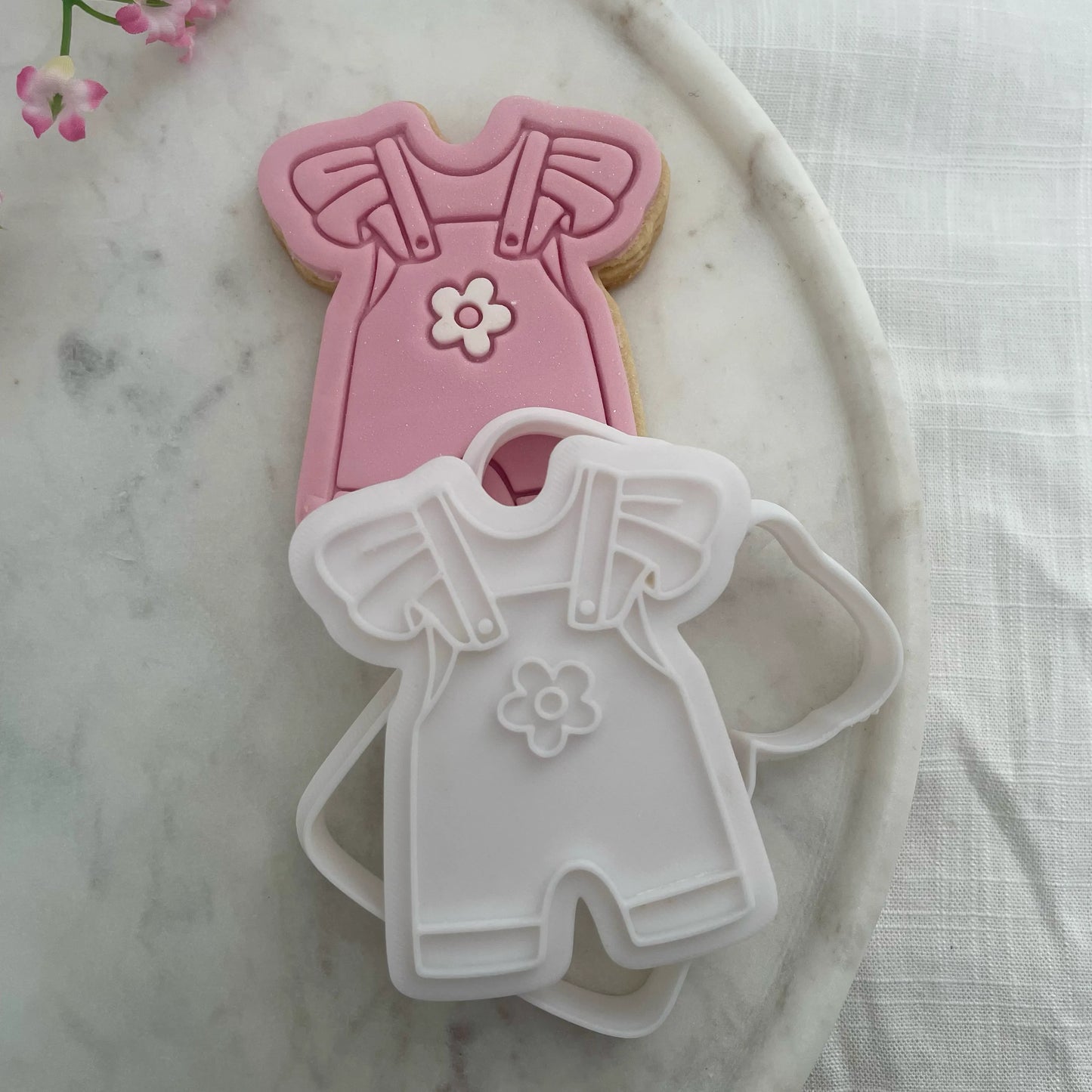 Baby Girl Overalls / Onesie Cookie Cutter & Fondant Embosser