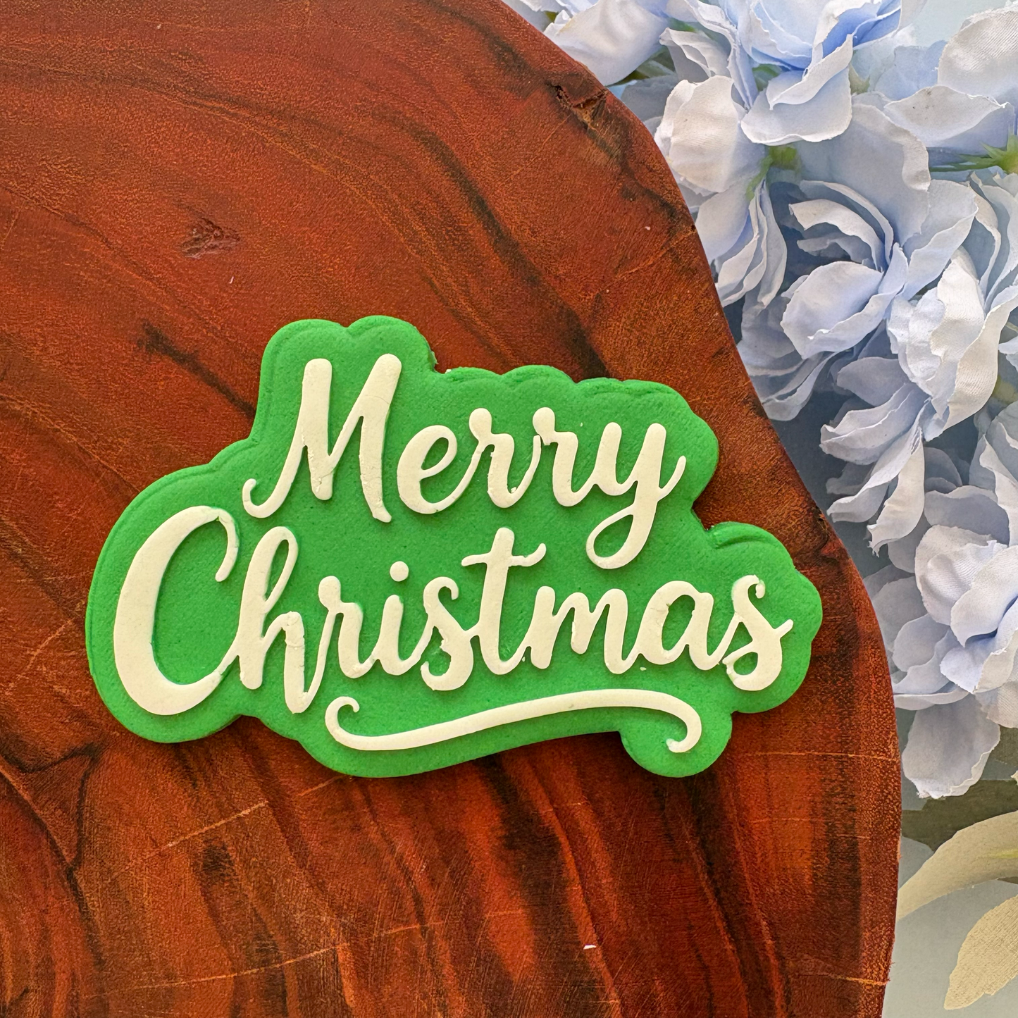 Merry Christmas (fancy) Cookie Cutter & Fondant Debosser