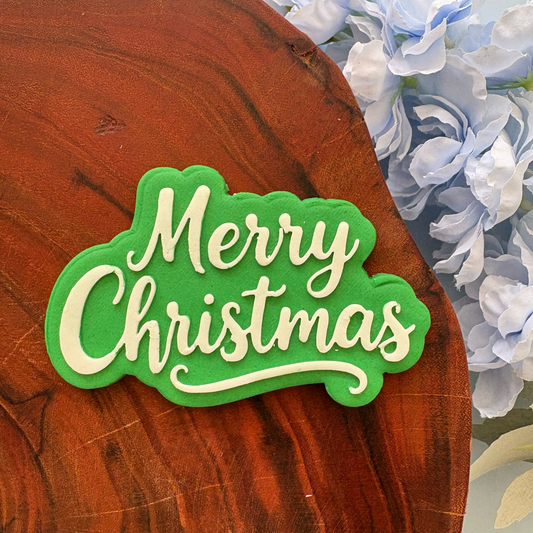 Merry Christmas (fancy) Cookie Cutter & Fondant Debosser