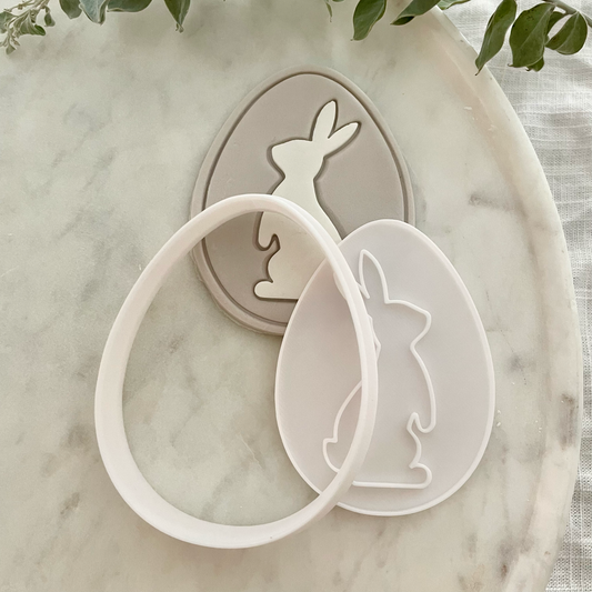 Bunny in Egg Silhouette Cookie Stamp & Cutter