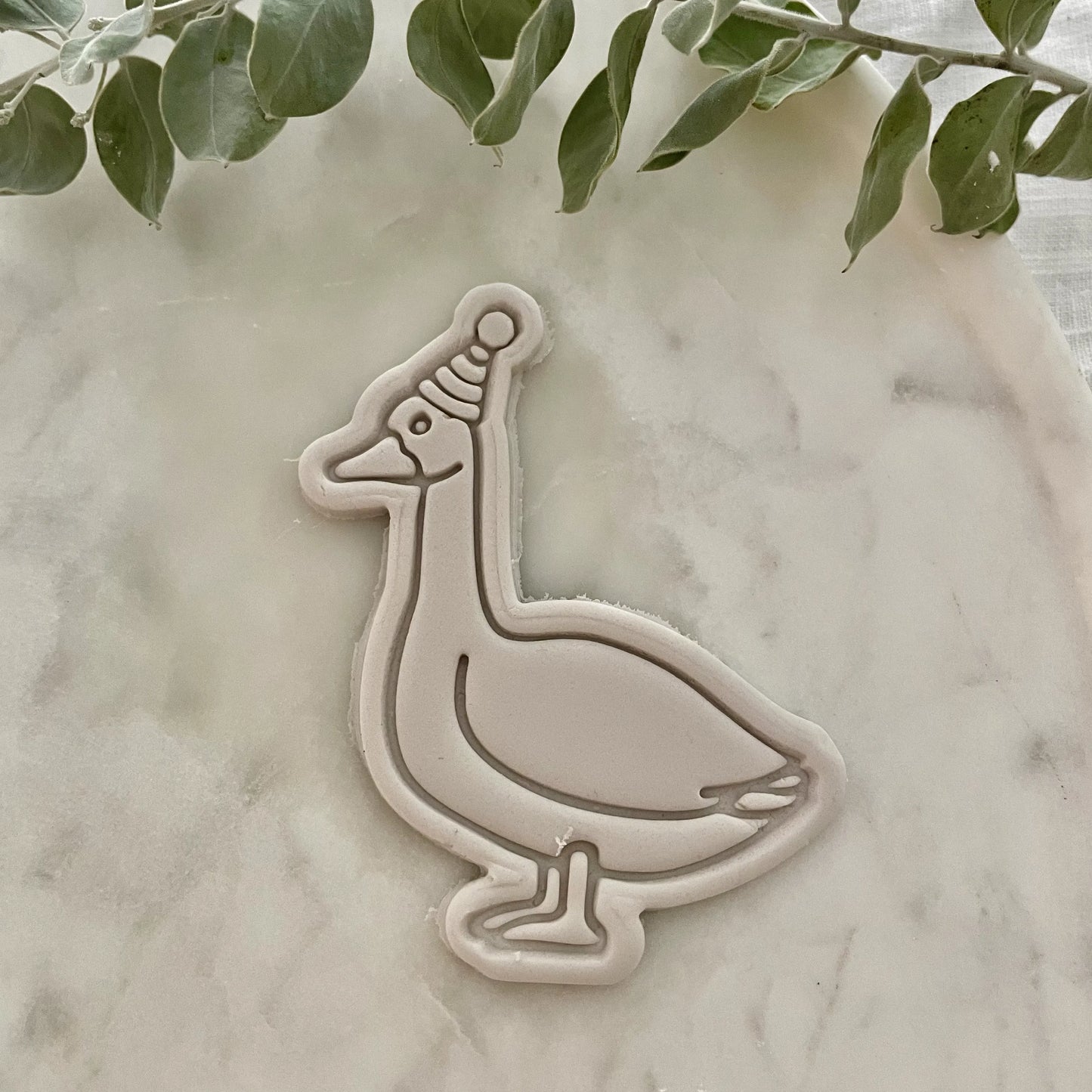 Party Goose - Goose with party hat Cookie Cutter & Fondant Embosser