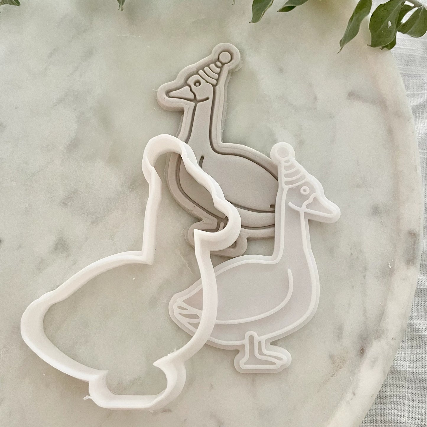 Party Goose - Goose with party hat Cookie Cutter & Fondant Embosser