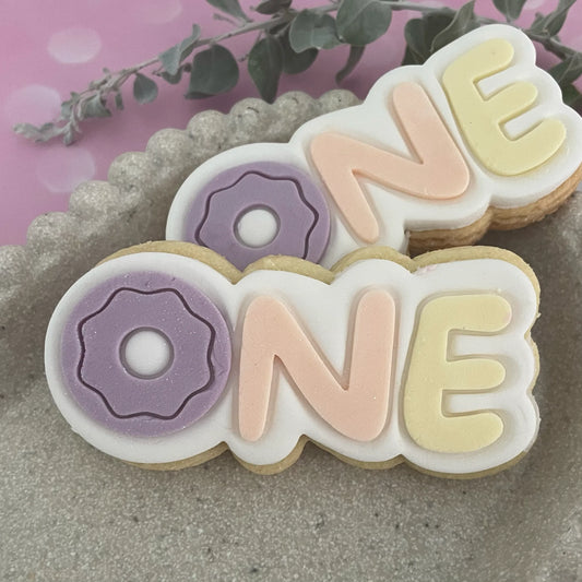 One - with donut Cookie Cutter & Fondant Embosser
