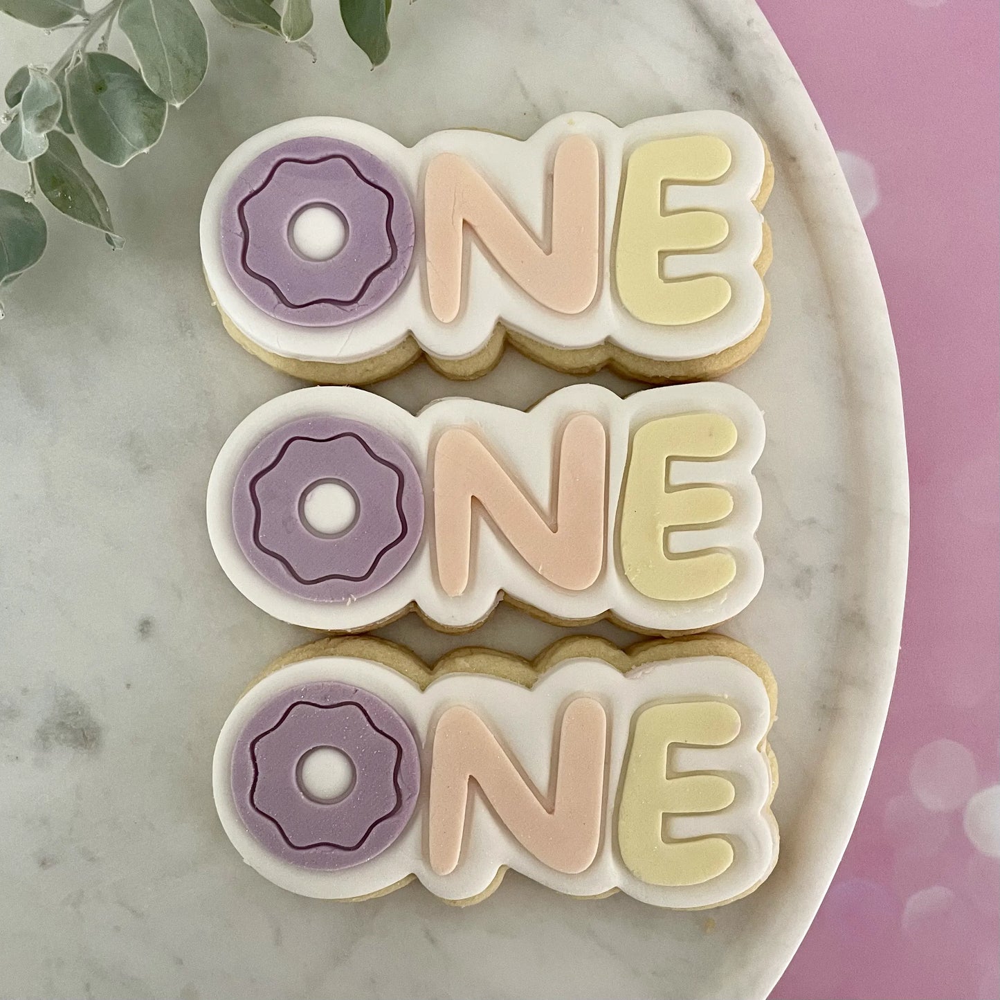 One - with donut Cookie Cutter & Fondant Embosser