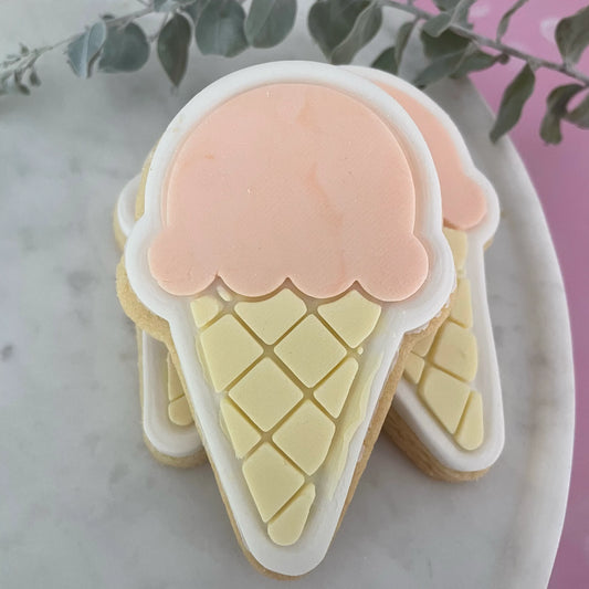 Icecream in Cone Cookie Cutter & Fondant Embosser