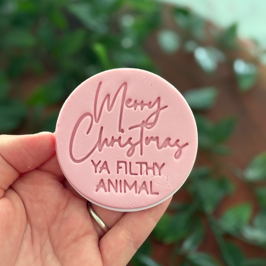 Merry Christmas Ya Filthy Animal Fondant Embosser