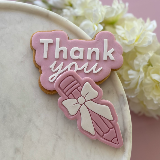 Teacher Thank you Set Cookie Cutter & Fondant Debosser