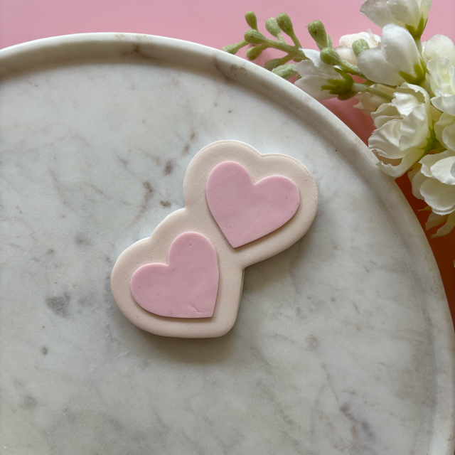 Double Heart Cookie Cutter & Debosser