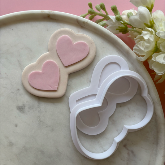 Double Heart Cookie Cutter & Debosser