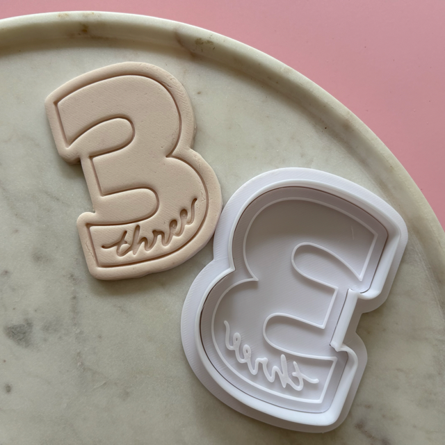 Cursive Number Cookie Cutter & Stamp