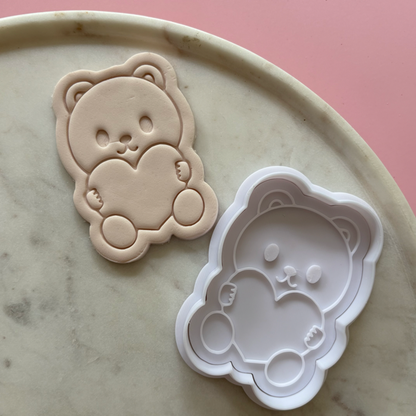 Bear Holding Heart Cookie Stamp & Cutter