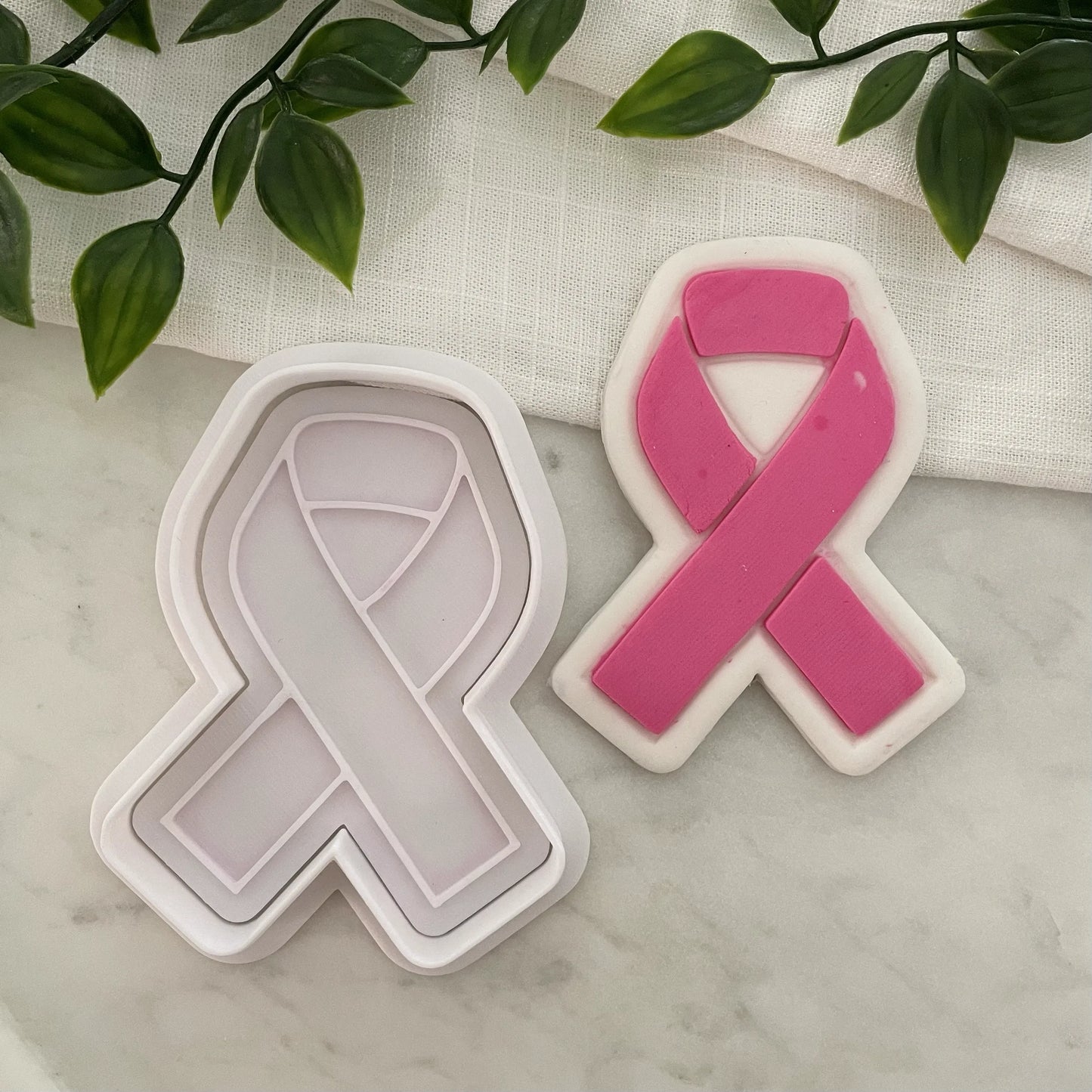 Breast cancer charity ribbon Cookie Cutter & Fondant Embosser