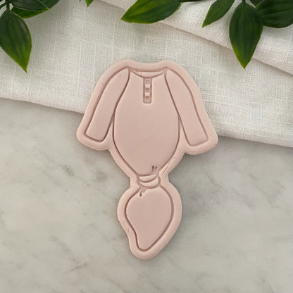 Baby onesie / sleeper with knot Cookie Cutter & Fondant Embosser